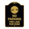 Signmission Fire Lane Tow Zone with Graphic, Black & Gold Aluminum Architectural Sign, 18" x 24", BG-1824-23980 A-DES-BG-1824-23980 - alternate 1